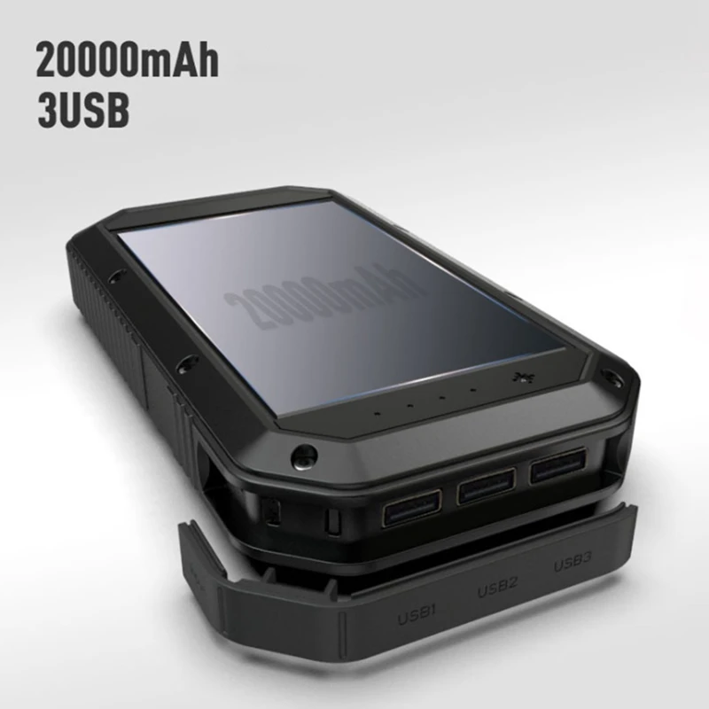 

Solar Mobile Power 20000MAh Portable Solar Charger 5V2A, LED Camping Light, Waterproof, Dustproof, Shockproof