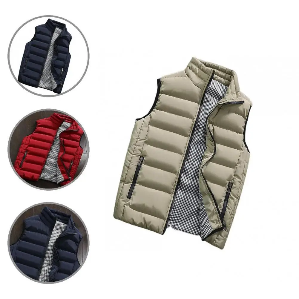 

Thick Fabulous Leisure Men Vest Coat Business Winter Waistcoat Solid Color for Daily Wear
