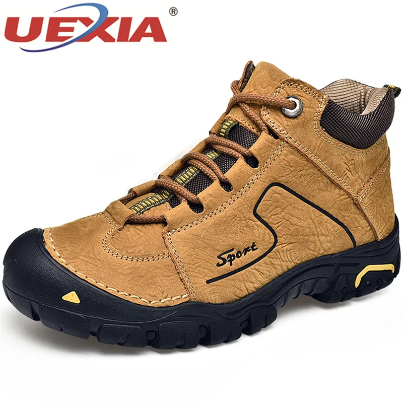 Зимние ботинки из UEXIA кожи Мужская обувь зимние теплые короткие плюшевые мужские