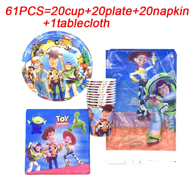История игрушек Тема поставок украшения мультфильма 4 салфетка чашка тарелка