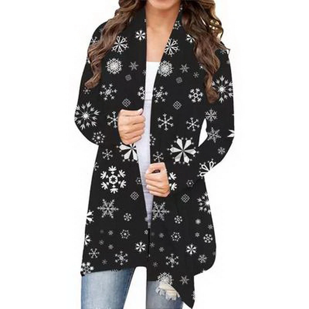 

Christmas Cardigan Women's Xmas Santa Claus Cartoon Pattern Caridgans Long Sleeve Coat Autumn Winter Fashion Ladise Outerwear
