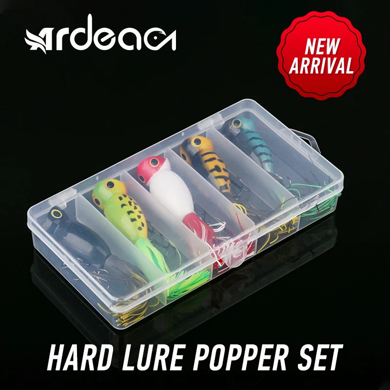 

Ardea 5pcs Popper Hard Lure Set 11g 50mm Wobblers Vibrations Water Surface Palpus Artificial Saltwater Bait Swimbait
