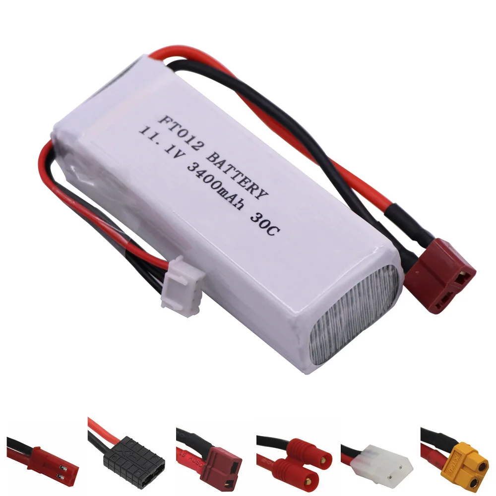 

11.1V 3400mah 30C RC Lipo Battery For Feilun FT012 Huanqi 734 RC toys boat Helicopter Quadcopter spare Parts 11.1 V lipo battery