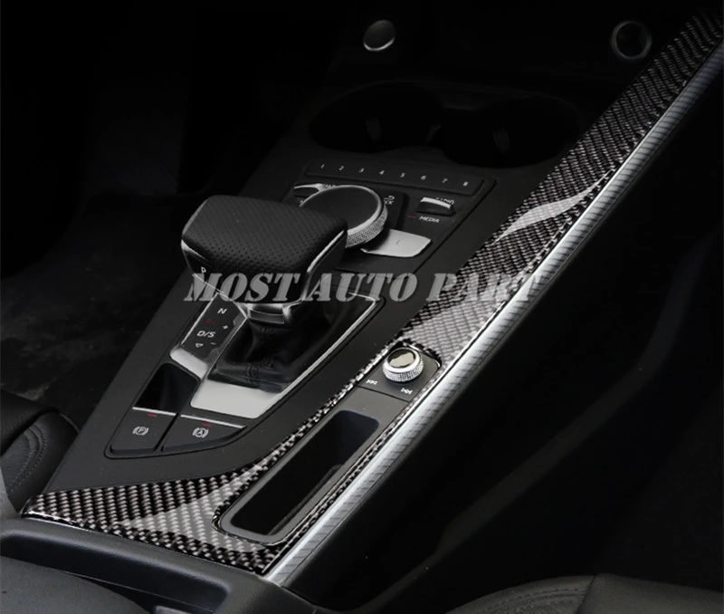 Углеродного волокна консоль Шестерни коробка переключения рамки Накладка для Audi