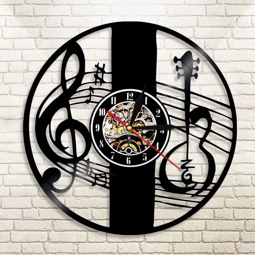 Настенные часы Treble Clef для музыки настенные с музыкальным инструментом