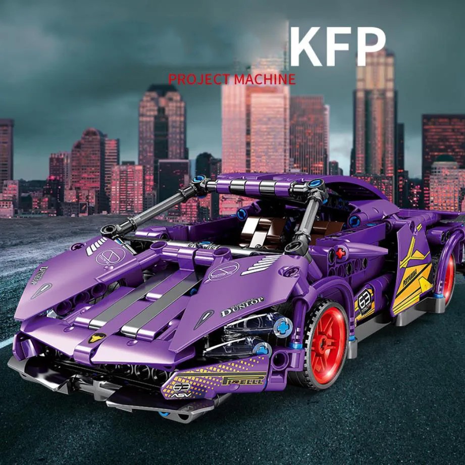 

Technical super sport car building block alfa romeo lambor KFP37 ford Mustang dodge muscle vehicle brick pull back toys for gift