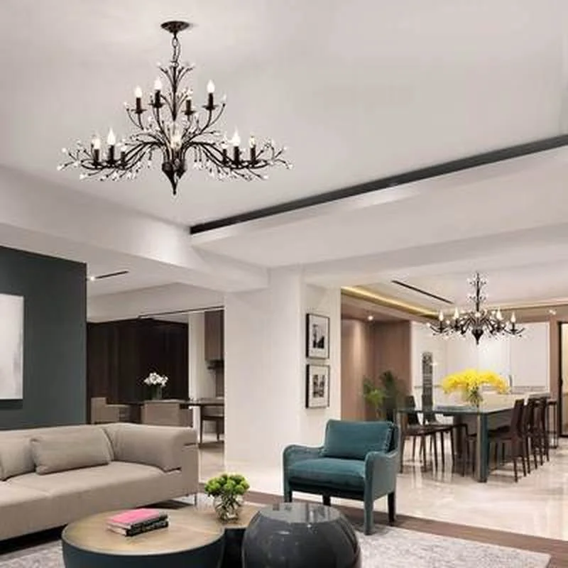 Современная роскошная дизайнерская Хрустальная черная железная светодиодная