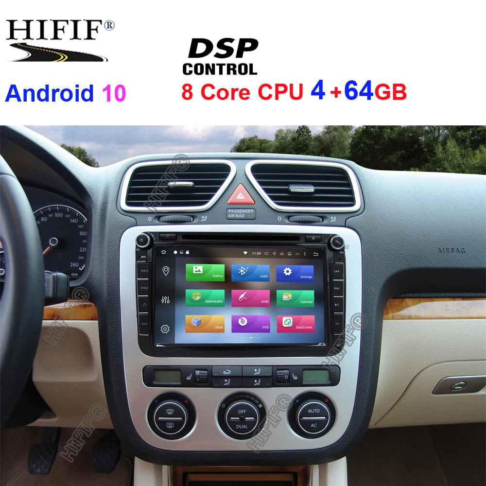 Автомобильный DVD-плеер DSP 2 din 8 дюймов Восьмиядерный Android 10 GPS для VW Passat CC Polo GOLF 5 6 Touran