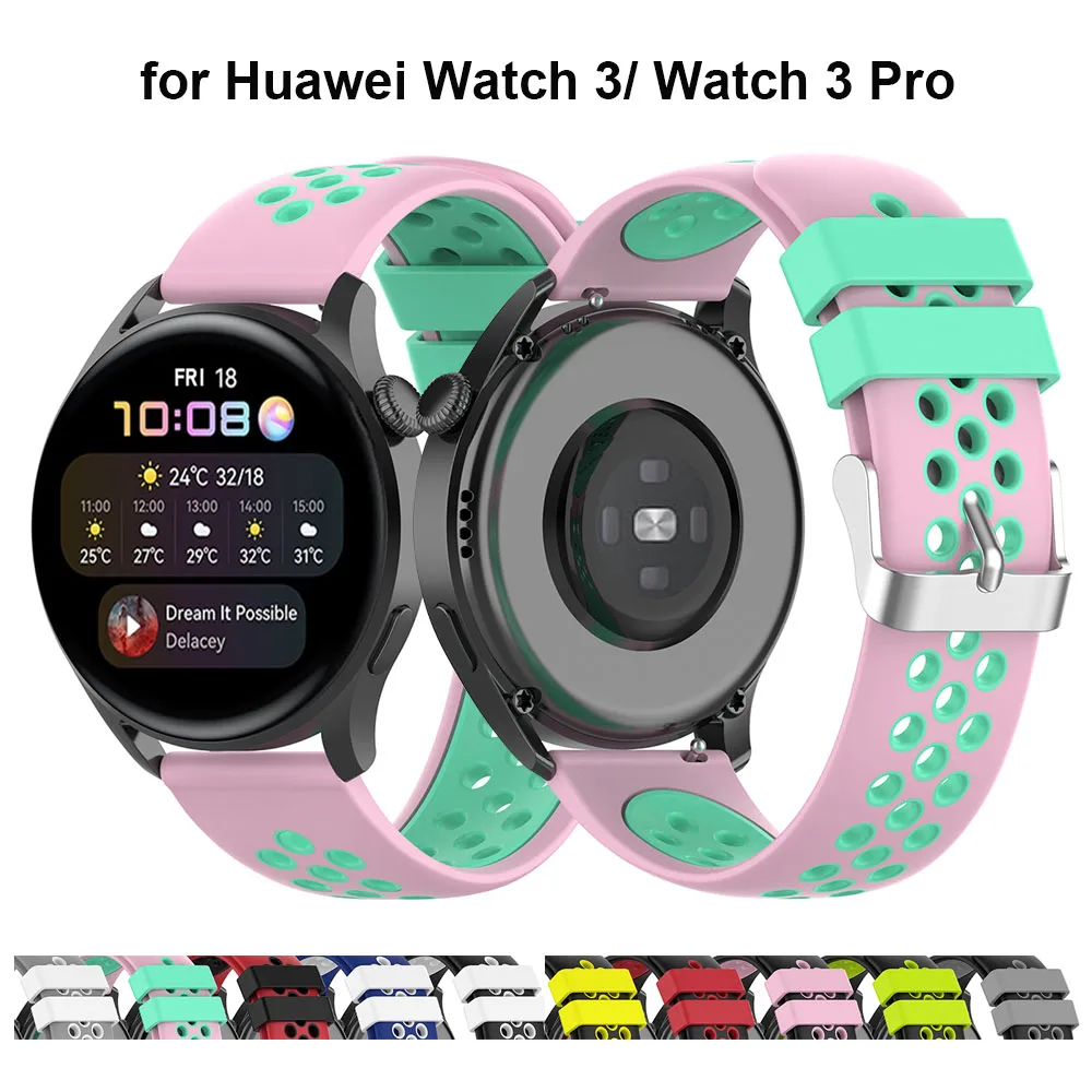 Ремешок силиконовый для Huawei Watch GT 2 46 мм/GT 2e быстросъемный браслет 3 Pro correa розовый 22