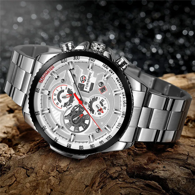 FORSINING Automatic Mechanical Men Wristwatch Military Army Sport Male Clock Top Brand Luxury White Waterproof Man Watch 6909 | Наручные