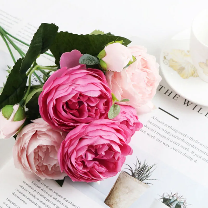5 головок/1 шт. красивый Филипп персидская Роза Пион искусственный шелк Весенняя