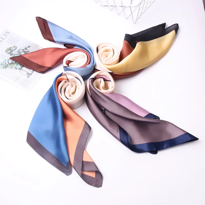 

Модный хиджаб шарф для женщин, из кусков, платок с принтом Шелковый Атлас шеи шарфы для дам x 70 см квадратный платки бандана головной платок ш...