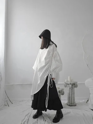 Оригинальная Свободная рубашка в стиле темного Ямамото Женская необычная