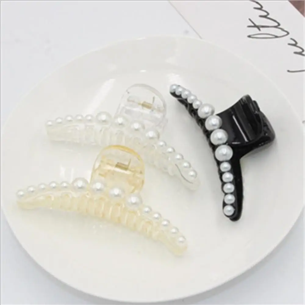 

New Hot Sale Pearls catch clip Women's simple elegant temperament large back head hairpin tray hair top clip Hair Accessories