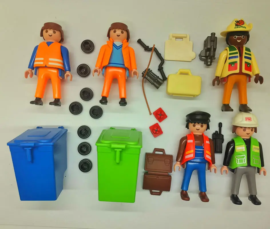 5 шт. Playmobil репортёр санитарный работник мусорная Лошадь Фигурка конструктора