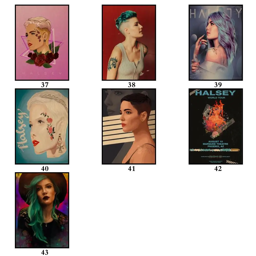 43 дизайна Halsey плакат из крафт-бумаги Альтернативная абстрактная картина для кафе