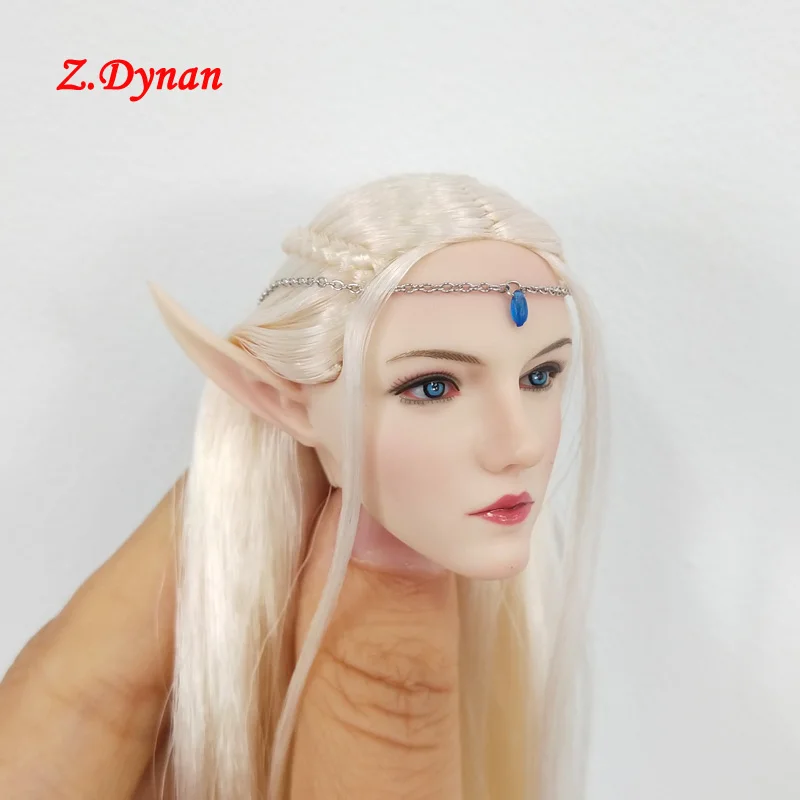 

TBLeague 1/6 blond hair Female Head Sculpt Elf Emma with Long Ear Lucifer Head carving for 12" Pale Body Figure jiaou doll