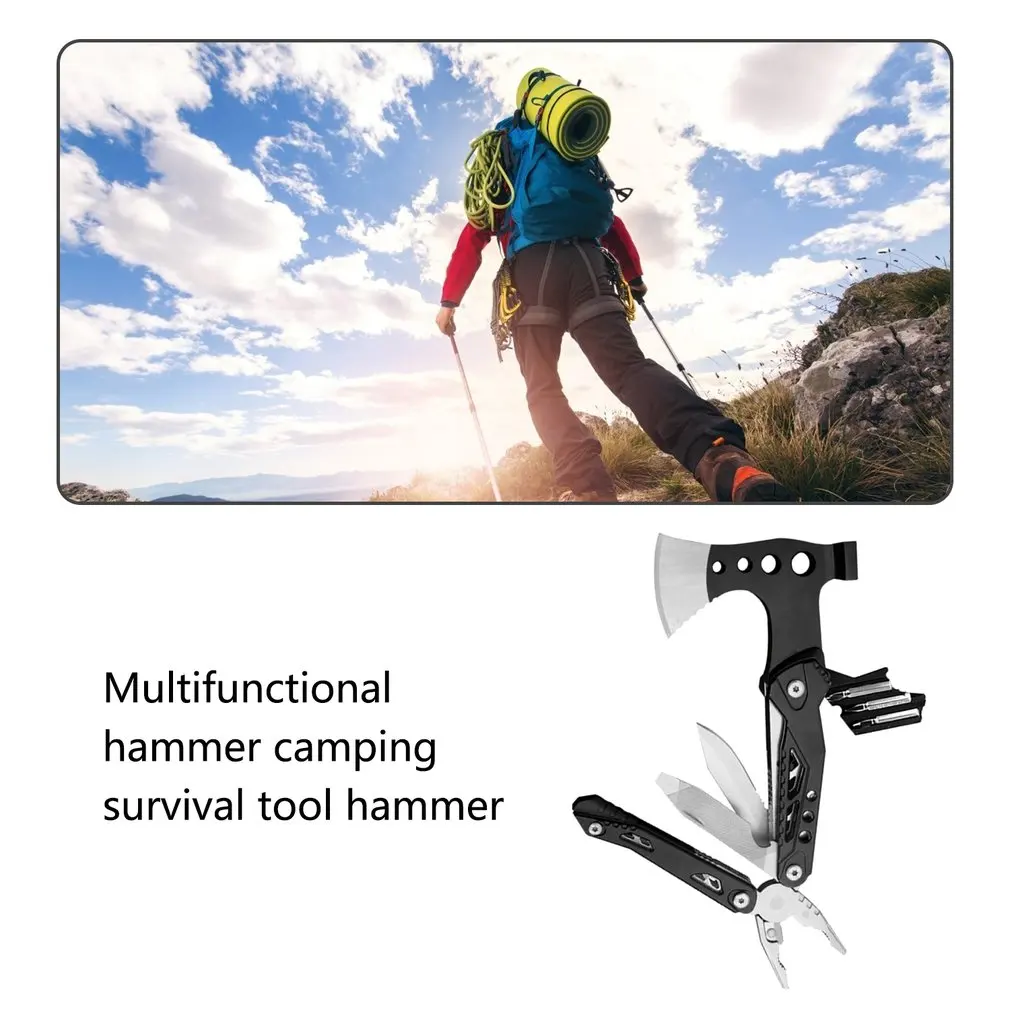 

11in1 Portable Multitool Foldable Hammer Axes Screwdrivers Knife Bottle Opener Emergency Equipment Outdoor Survival Camping Gear
