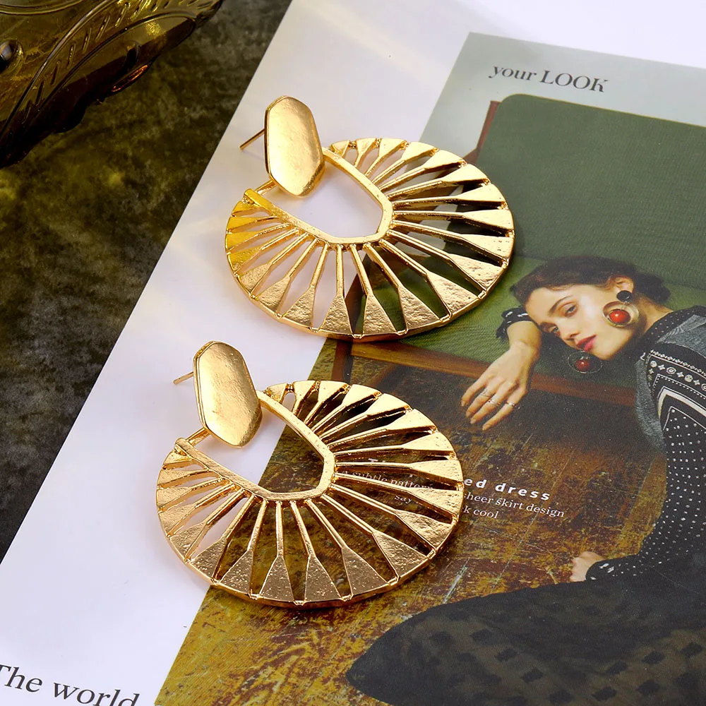 Женские серьги в форме листьев гинкго Золотые неправильной геометрической формы