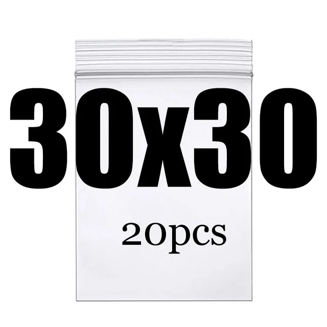 30X30CM 20PCS Высококлассные толстые прозрачные пакеты на молнии с застежкой-молнией, пищевая посылка, сумка для хранения, прозрачная пластиковая маленькая упаковочная полиэтиленовая сумка на молнии - Цвет: 30X30CM 20PCS