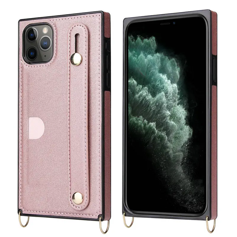 

Crossbody With Lanyard Card Holder Wrist Strap Phone Case For iPhone 12 Mini 11 Pro Max X XS MAX XR 7 8 plus 2020 SE Back Cover