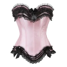 Corset Sexy en Satin, surbuste, en dentelle, nœud papillon, décoré, Clubwear, Showgirl, modelage du corps, grande taille  (1)
