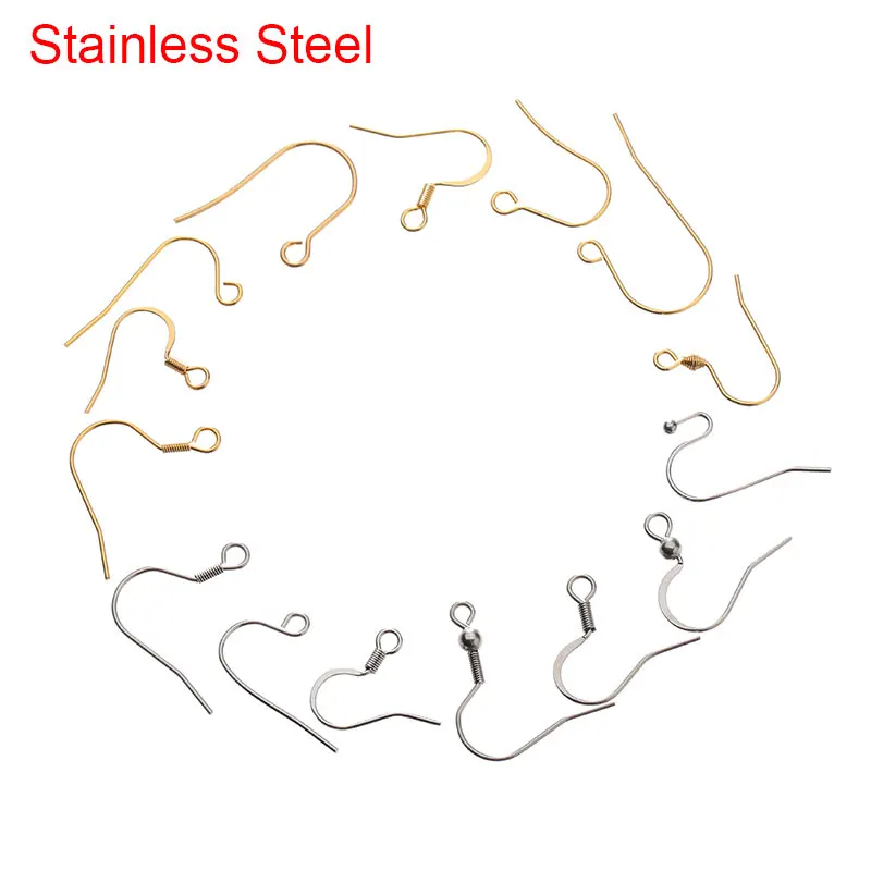 

50pcs Stainless Steel Earrings Hooks Bulk Golden Color Hypoallergenic Earing Clasp Wire For Diy Jewelry Earring Making Supplies