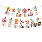 Baby Shower вечерние украшения карнавальный костюм мультфильм цирк животных фото Дисплей баннер малыш счастлив День рождения вечерние поставки