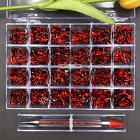 glass nail crystals bling box red 24 grid box with 1pc dottingab crystal rhinestones box clear multi shape flat back nail gem