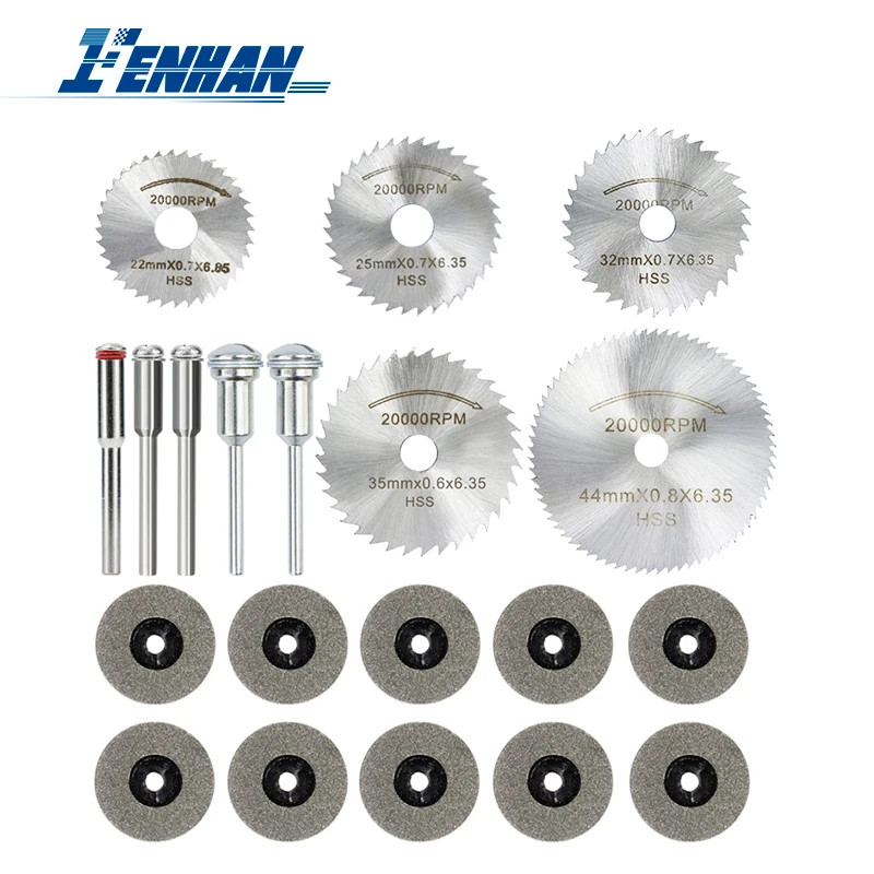 Мини-пильный диск 20 шт., пильный диск из быстрорежущей стали, алмазный режущий диск с оправкой для вращающихся инструментов Dremel, режущий инс...