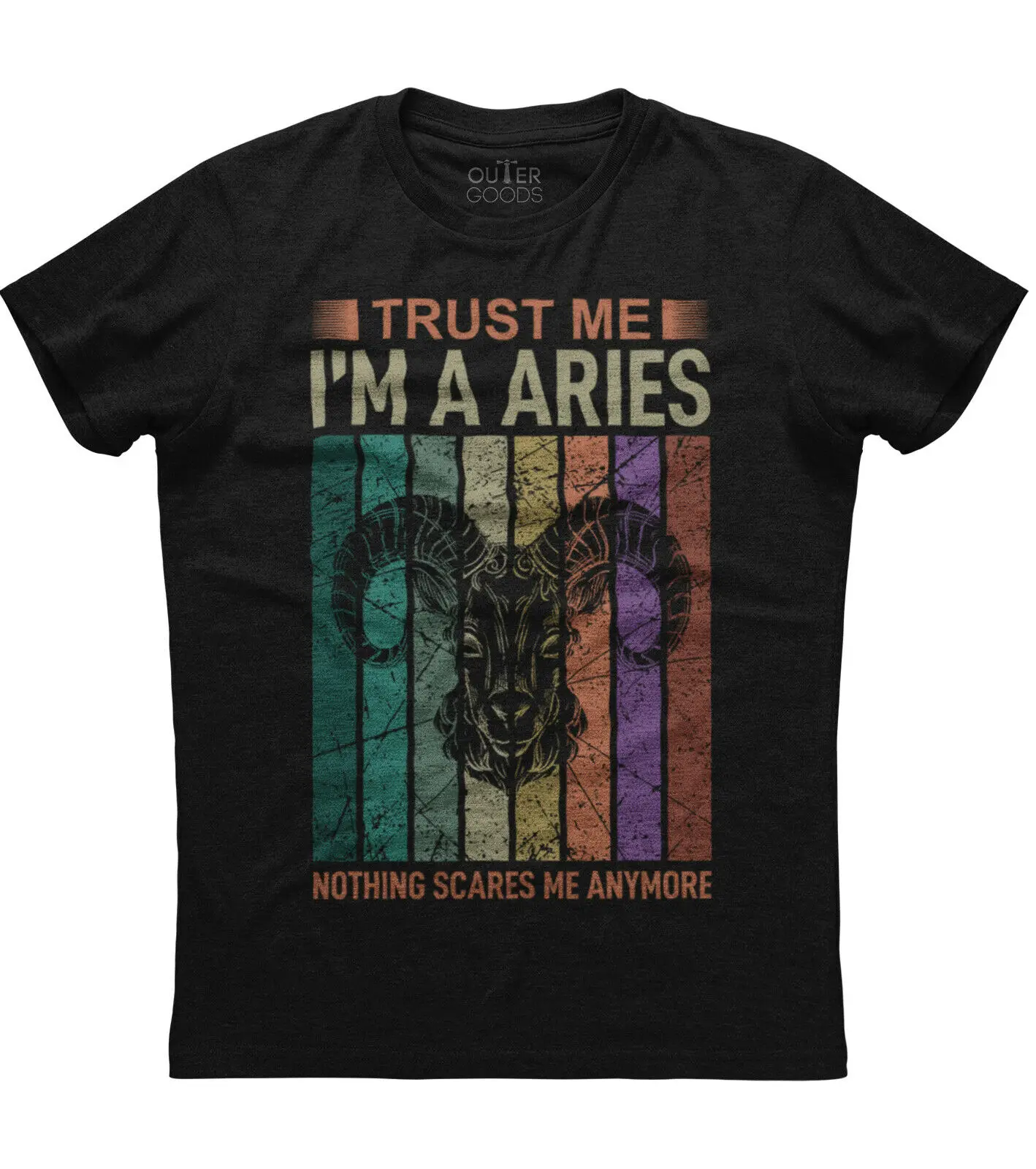 

I'm A Aries Nothing Scares Me. Retro Zodiac Birthday Gift T-Shirt. Summer Cotton O-Neck Short Sleeve Mens T Shirt New S-3XL