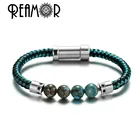 Съемный браслет REAMOR Blue Caprice из нержавеющей стали с инкрустацией из циркония, для самостоятельного изготовления кожаных браслетов, ювелирные изделия для мужчин и женщин