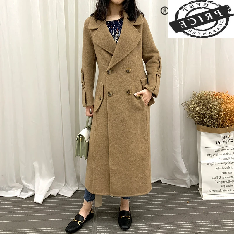 

Wool Winter Brand Coat Female Autumn Clothes 2021 Korean Elegant Double Breasted X-Long Jacket Casaco Feminino Hiver aa02