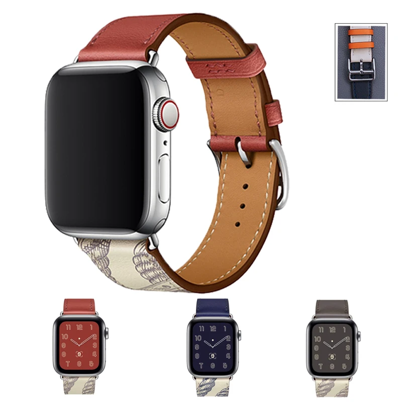 Ремешок для apple watch SE 6 5 ремешок 44 мм 40 42 38 из натуральной кожи часов iwatch 5/4/3/2/1