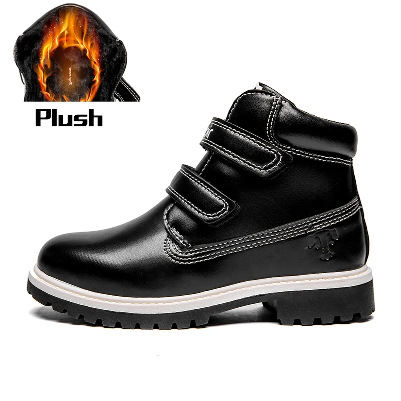 2019 г. Зимние ботильоны из натуральной кожи на меху для мальчиков модные детские