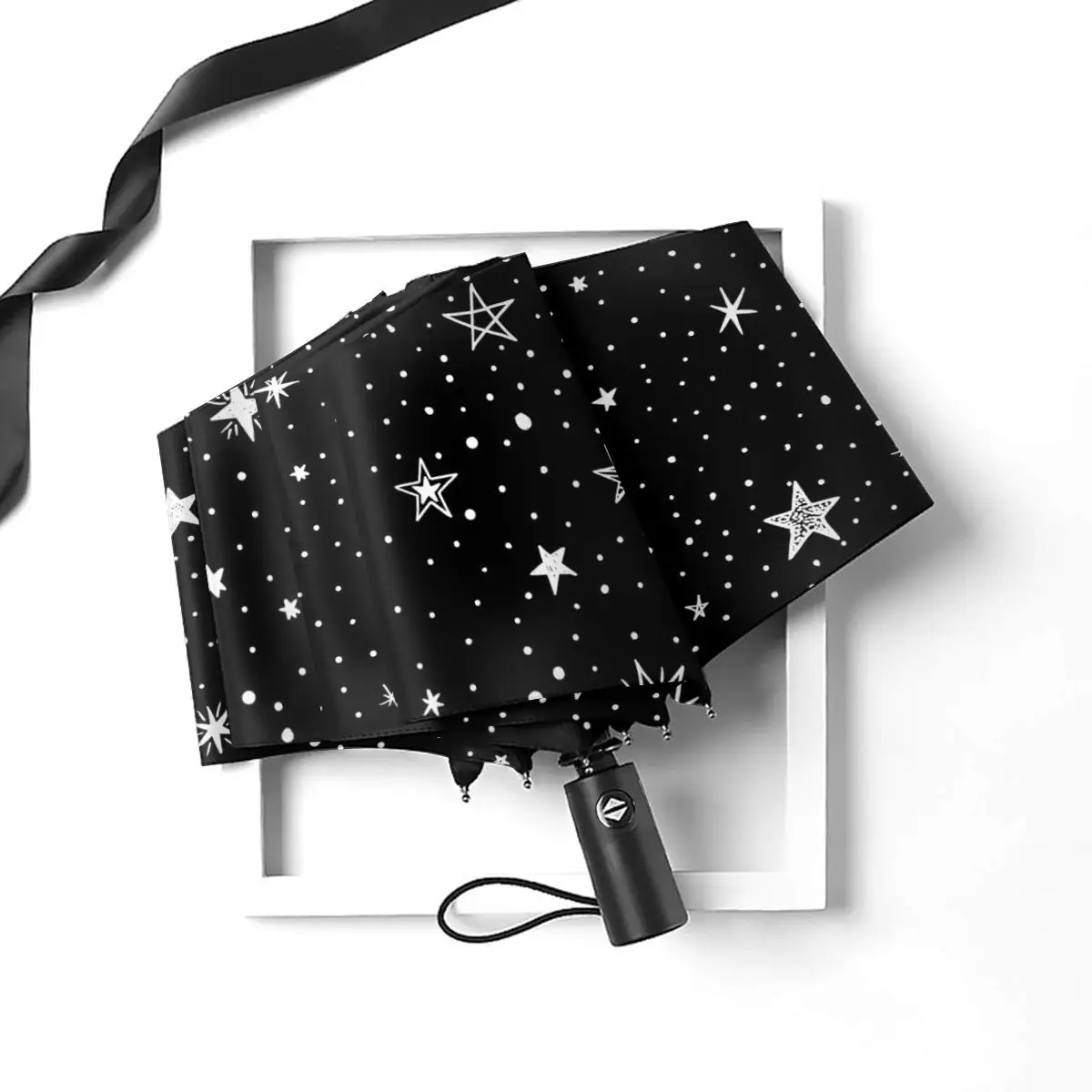 Comprare Ombrello Portatile Antivento Pieghevole Automatico Antivento Stelle Nere Per Uomo Donna