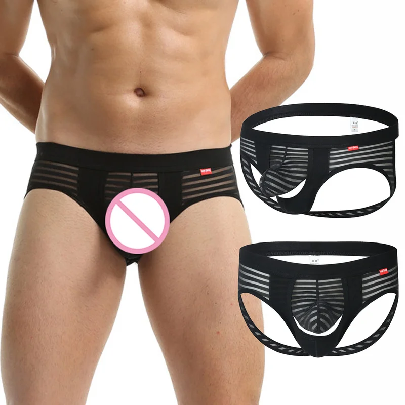 

Sexy Mens Briefs Underwear See Through Breathable Underpants Open Butt Briefs Male Gay Homme Panties Men's Lingerie Bikini Cueca