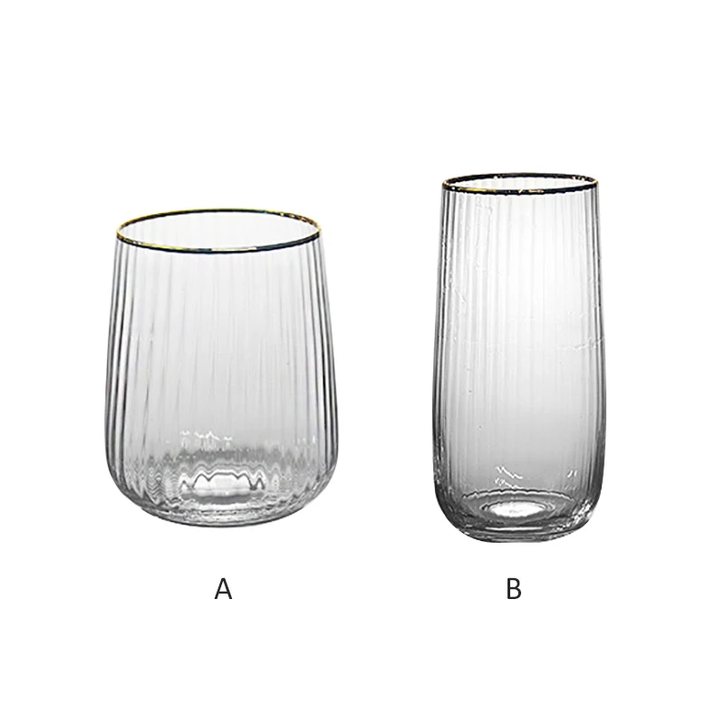 

s 500/530ML Coffee mug glass cup Japanese Gold Gold Vertical Grain Glass Heat Resistant Household Simple Juice Cup