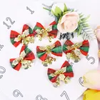 6 шт Мини банты для елки 4 см полиэстер ленты украшения бантики для рождественской елки украшения колокольчиков