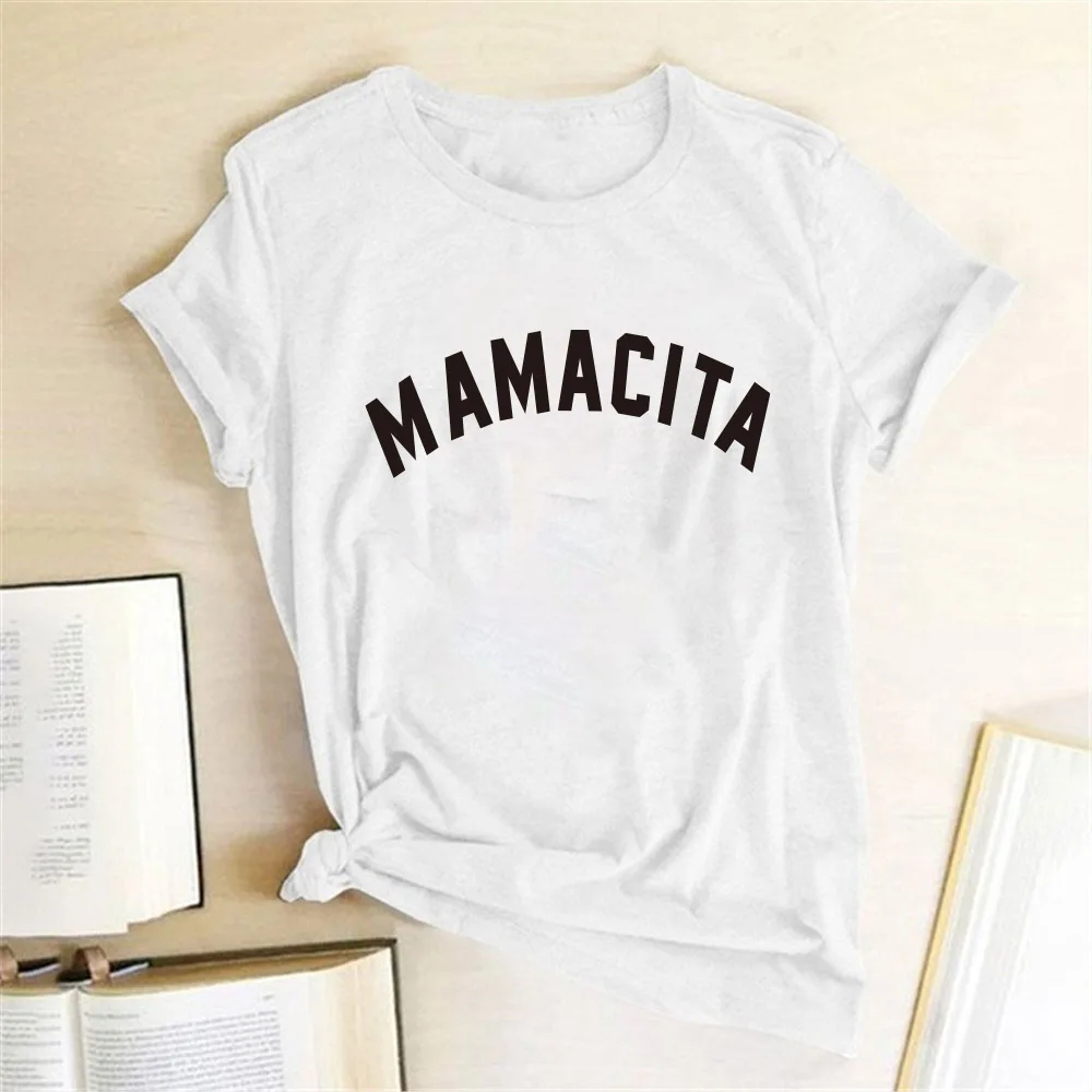 Amacita Letter Printed Women's Summer Funny T-Shirt Mama Life Tee Shirts Femla Gift for Mom Spanish Tops Women 2020 DropShipping