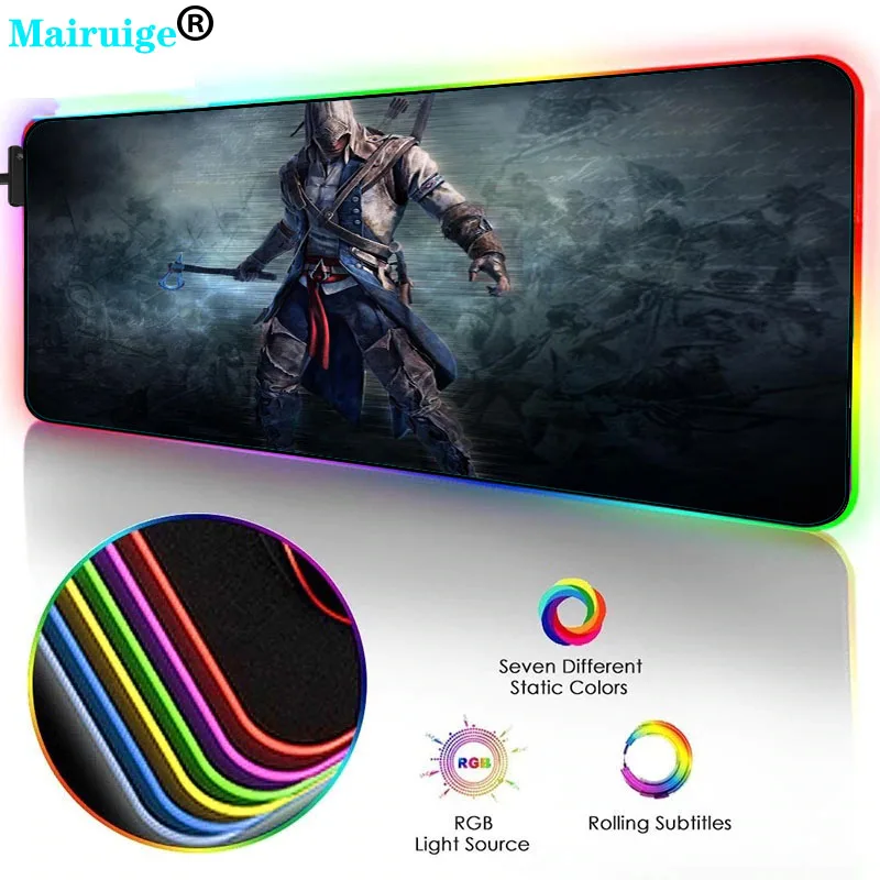 

City Night View RGB Mouse Pad Neon Gamers Accessories LED Mousepad Large with Backlit Rubber Mat Mouse for Pc Desk Rug Laptop