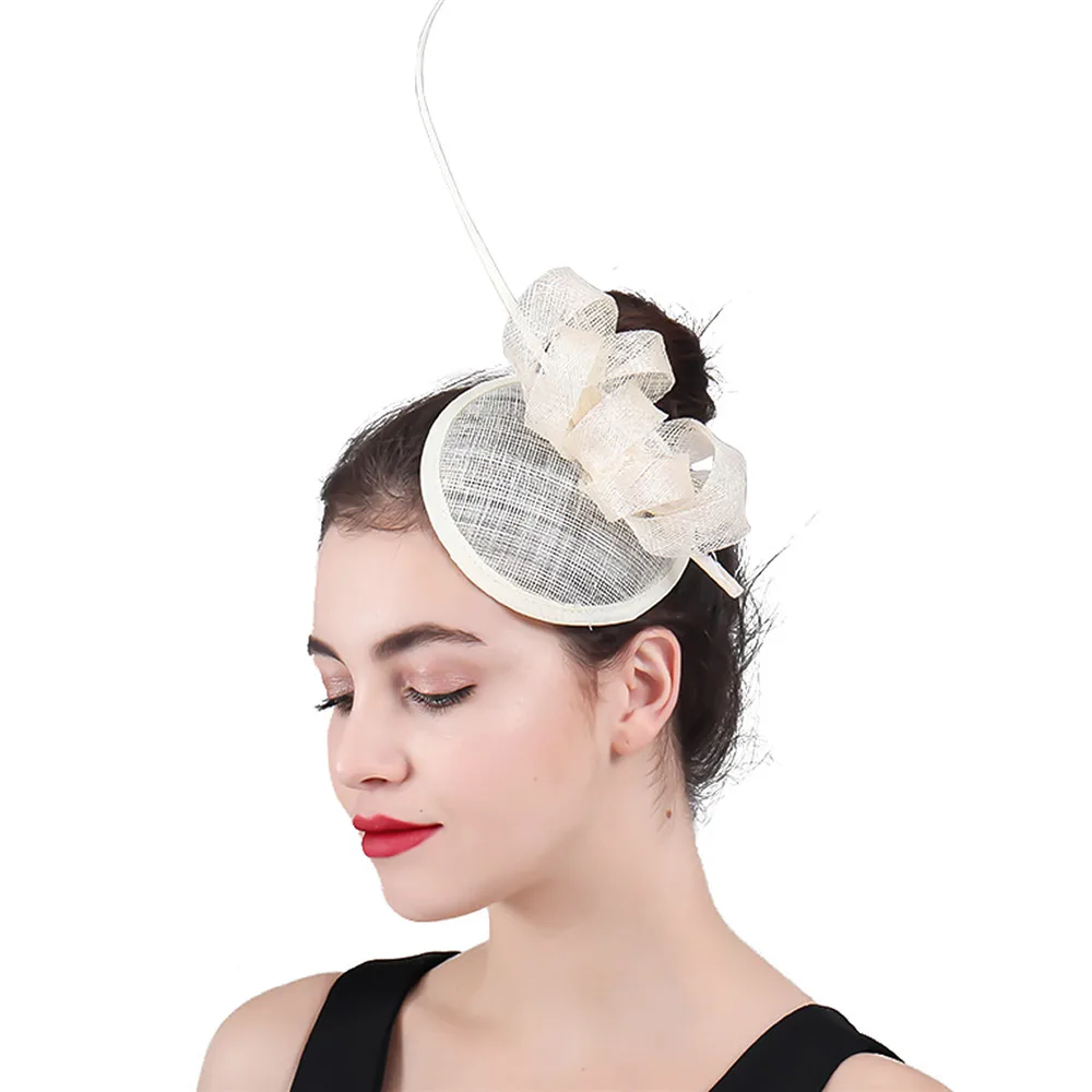 

Vintage Female Sinamay Fascinator loops Hair Accessories Hair Clips Pillbox Ascot Party Hats Women Charmig Feather Fascinators