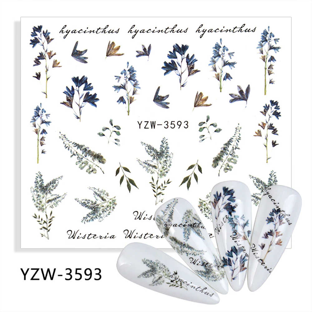 

Lavender Water Transfer Sticker Nail Art Sticker Water Decal Flower Nail Stickers Colorful Flowers Leaves For Manicuring Leaf