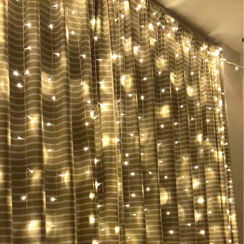 

4M x 3M LED Curtain Lights Garland on the Window String Lights Decorations Wedding New Year Christmas Festoon For Home Room