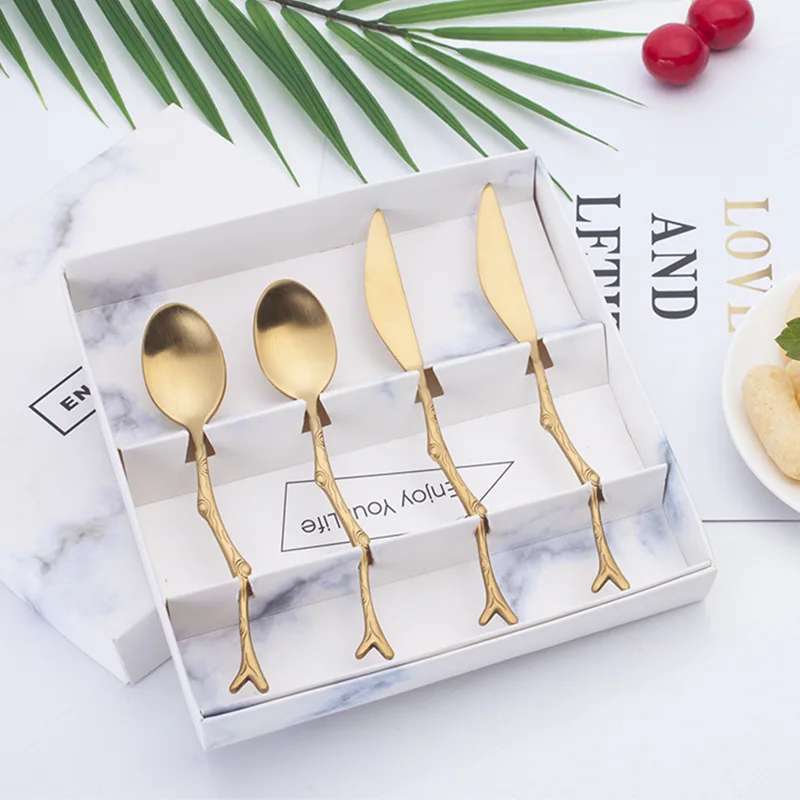 Креативный нож и вилка из нержавеющей стали ложка зеркальная кофейная маленький