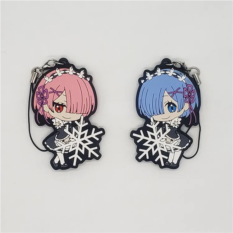 

Rezero Anime Strap Re-life Rem Ram Re:Zero kara Hajimeru Isekai Seikatsu Snow Rubber Stray Keychain