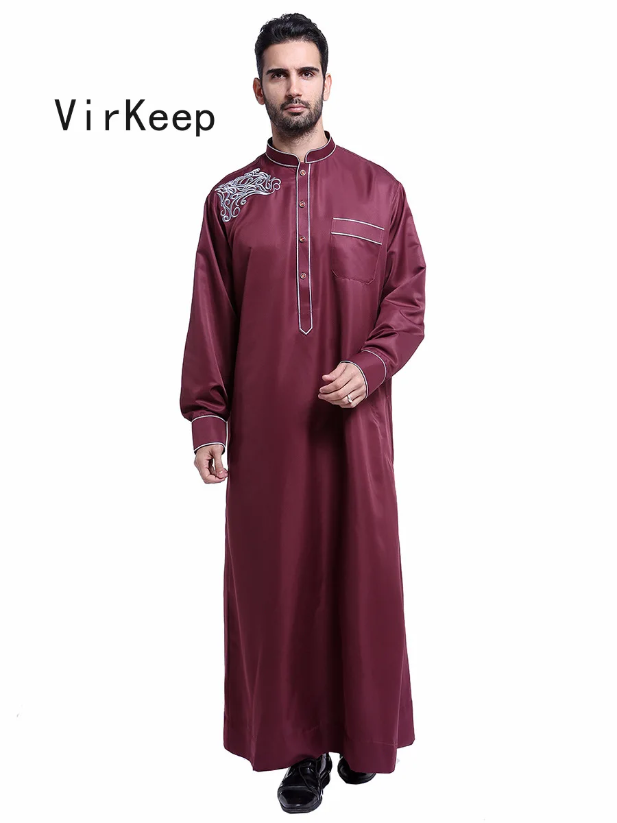 

men arabia dubai gown muslim jubba thobe ramadan Kaftan Abayas Eid Musulman De Mode Homme Robe Kleding Mannen Plus size VKDR2480