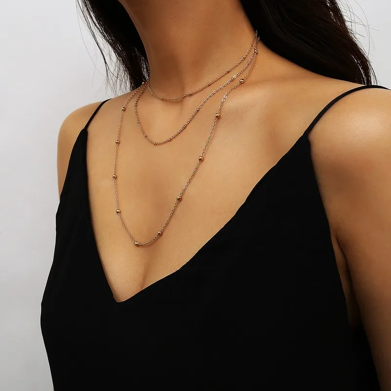 Abayabay Choker Personalized Girl Necklace Multilayer Chain Women Rose Gold Color Bohemia Necklaces Jewelry Lovers Kpop Collier