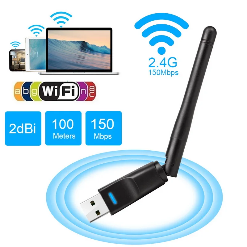 150 Мбит/с USB WiFi адаптер беспроводная сетевая карта Mini 2 0 Антенна PC LAN Wi Fi приемник