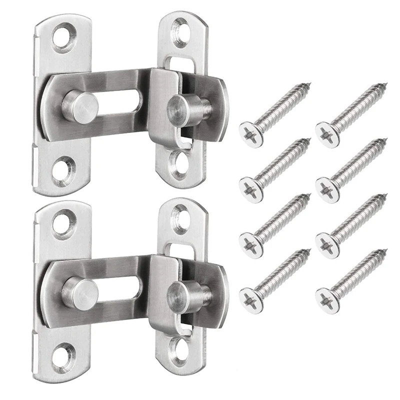 

2 Pcs 90 Degree Right Angle Door Latch Hasp Bending Latch Buckle Bolt Sliding Lock Barrel Bolt for Doors and Window